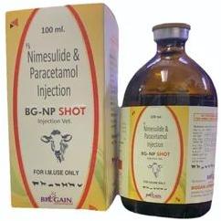 Nimesulide Paracetamol Veterinary Injection, for Clinical, Packaging Type : Glass Bottle