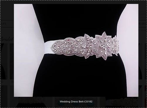 Crest International Sewing Satin ribbon Wedding Dress Belt, Color : White