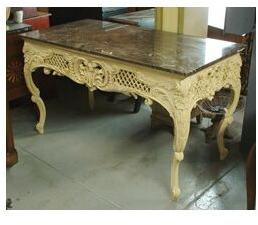 IVORY BROWN MARBLE CONSOLE Table