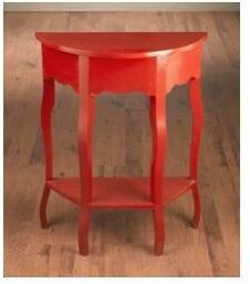 TABLE HALFMOON CABRIOL LEG ANT RED