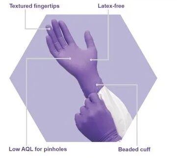 Purple Nitrile Examination Gloves, Size : 9 inches
