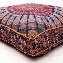 HANDICRAFTOFPINKCITY Round 100% Cotton Footstool Ethnic Pouf Cover, for Chair, Decorative, HOME, Style : Plain