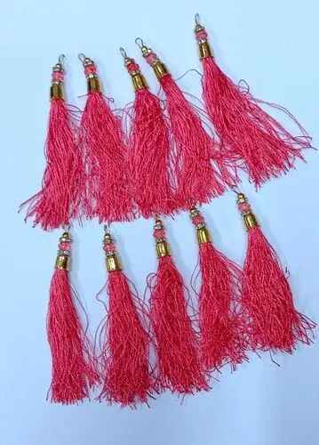 Plain Polyester Pink Hanging Tassel, Length : 2.5inch