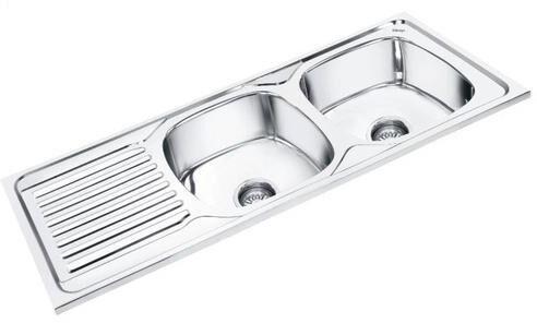 Rectangular Stainless Steel Double Bowl Sink, Color : Silver