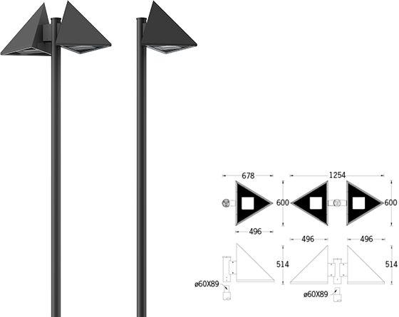 Triangle Street pole mount area light