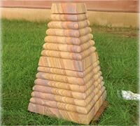 Material Pyramid Rainbow Sandstone, Size : Base 300mm