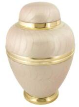 Brass Cream Enamel Color Cremation Urn