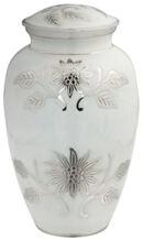 MHC Metal White Enamel Cremation Urn, for Adult, Style : American Style