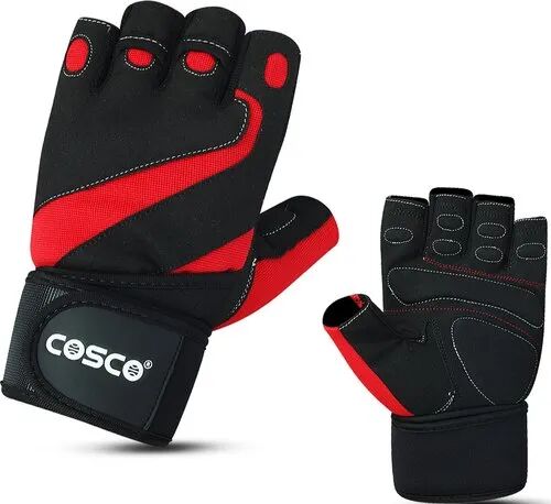 Leather Cosco Gym Glove, Color : Red Black