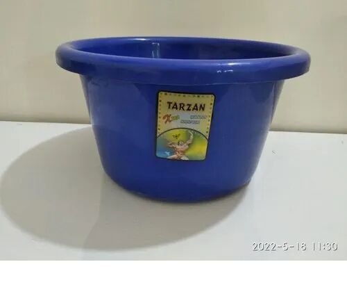 Blue Round Plastic Tub, For Household
