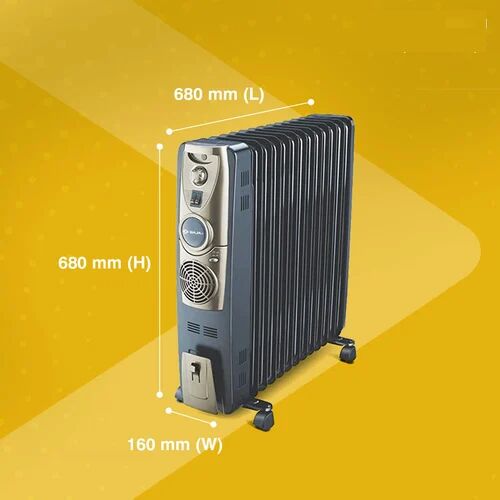 Black - Gold 230vac 2500w (adjustable) Oil Filled Radiator Heater