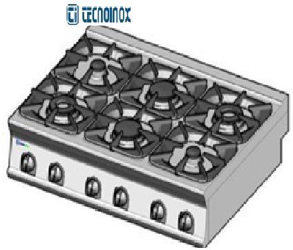 6 Burners Gas Boiling Top Tecnoinox Made In Italy