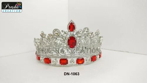 Brass Bridal Crown, Color : Red