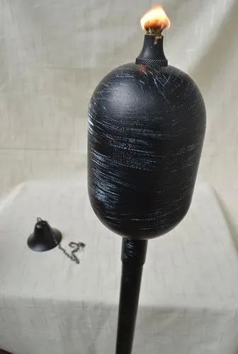 Iron Cylinder Garden Oil Torch, Color : Black