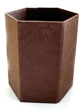 Hex Handmade Paper Dustbins, Color : Brown