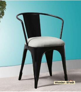Metal Arm Chair With Fabric, Color : Black