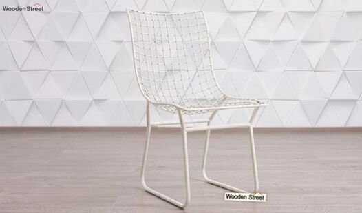 Wire Mesh Metal Chair, Color : White