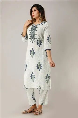 Gaurangi Embroidered Cotton Kurti With Pant, Size : L, XL, XXL