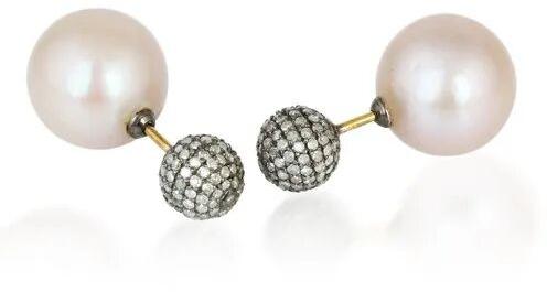 silver pearl tunnel earring