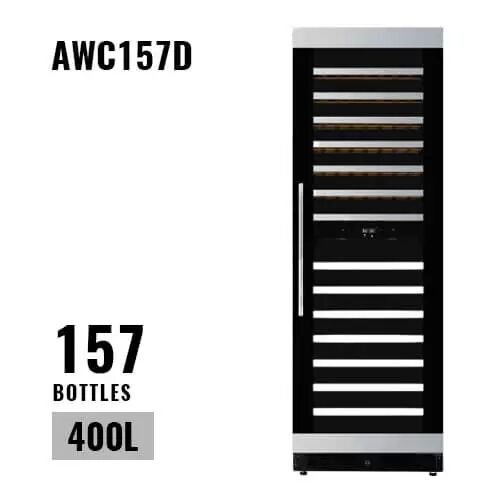 aavta 157 bottles dual zone completely 3 layered smoked glass wood wine cooler