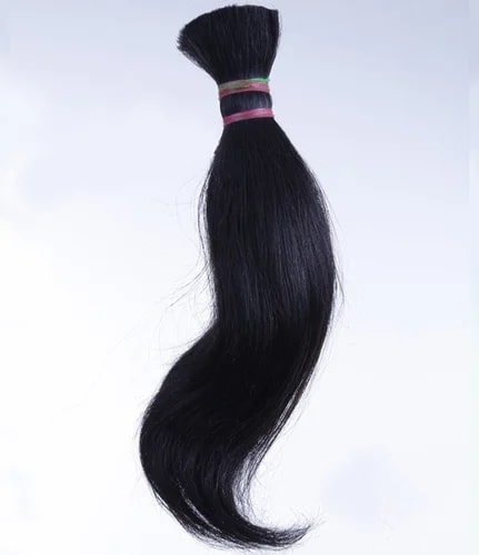 Black 100-150gm Bulk Temple Hair, for Parlour, Personal, Style : Wavy