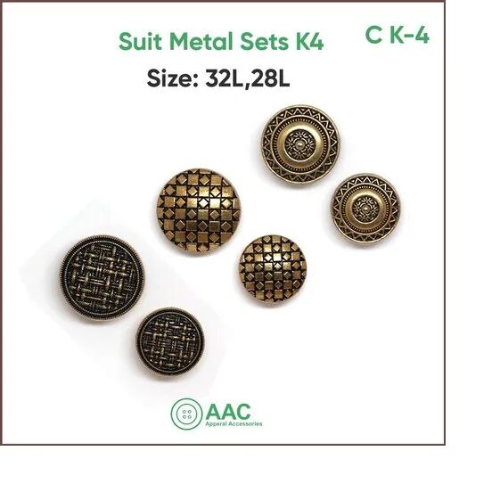 Golden Round Gloss Metal Suit Button, Packaging Type : Packet