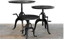 Industrial Round Crank Metal Table