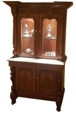 Wooden Glass Cabinet, Color : Brown