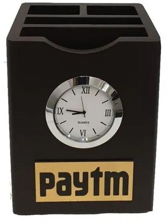 Wooden Promotional Pen Stand, Color : Black