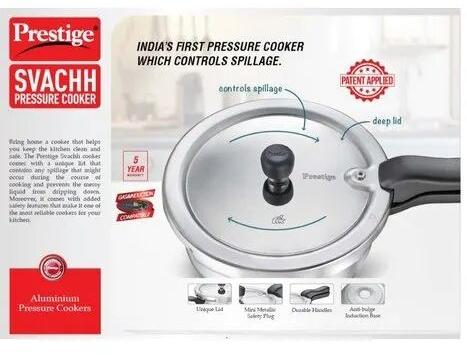 Aluminium pressure cooker, Feature : Deep Lid For Spillage Control