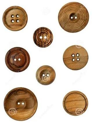 Round Designer Wooden Button, Color : Brown