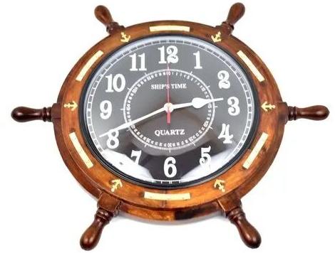 Ship Wheel Brass Clock