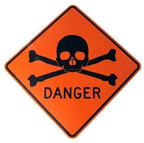 Square Acrylic Danger Signs Board, Color : Orange Black