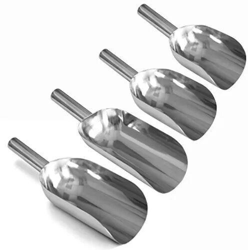 Polished Stainless Steel Scoops, Color : Silver