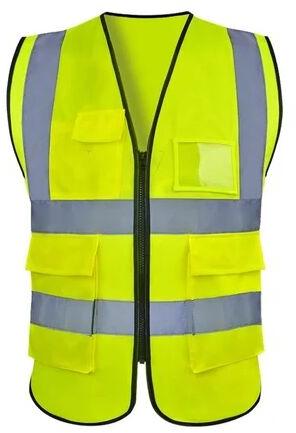 Light Green Without Sleeves PVC Road Safety Jackets, for Traffic Control, Size : M, XL