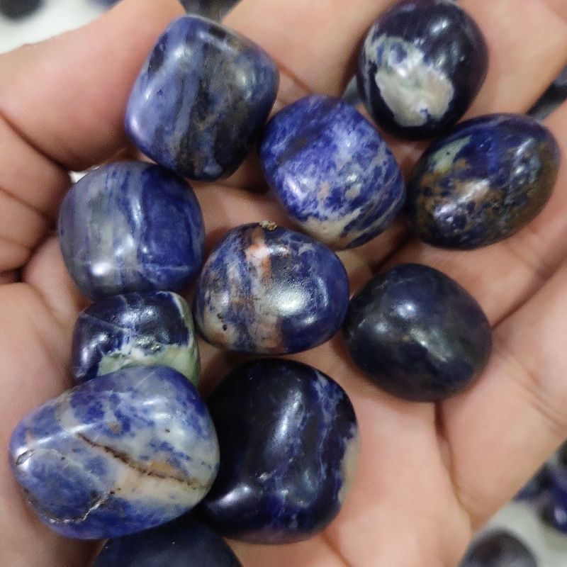 Natural Blue sodalite gemstone undrilled Tumbles, Size : 15-20mm, 20-25mm, 10-20mm, 20-30mm