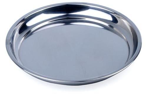 OPM Circular Stainless Steel Food Plate, for Home, Hotel, Pattern : Plain