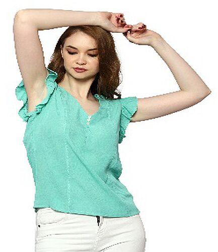Ladies Rayon Crepe Embroidered Top, Size : XL, XXL