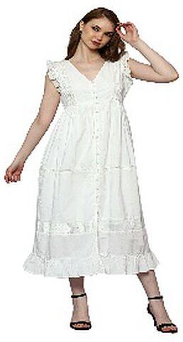 Ladies Voile Flared Dress with Pintucks