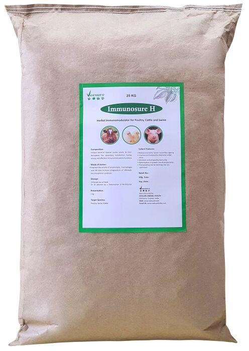 Powder Natural Immunosure H, for Animal Feed, Poultry Farm, Packaging Type : HDPE coated paper bag