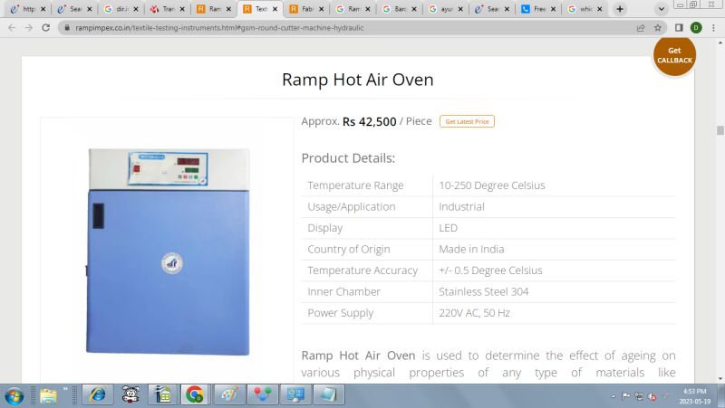 Hot Air Oven, for industrial