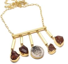 22 carat gold polish red onyx with metal coin clam necklace
