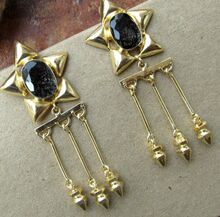 Black Rutile With Bullet Hanging Earring Beautiful Vintage Statement Earring
