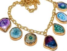 Solar Quartz Agate Charms Vintage Beautiful Jewelry Necklace