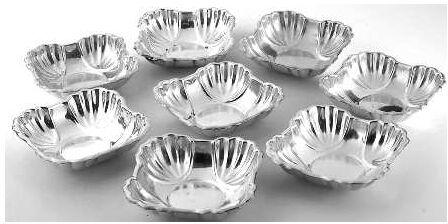 Rectanglar Polished silver dish set, for Home, Pattern : Plain