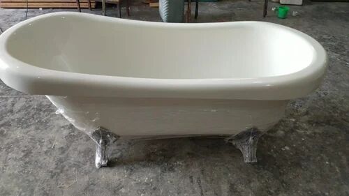 Acrylic Cast Iron Bathtub, Color : White
