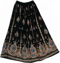 black sequin long skirts
