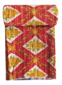 Indian Vintage Cotton Kantha Quilt Reversible Bedspread Throw