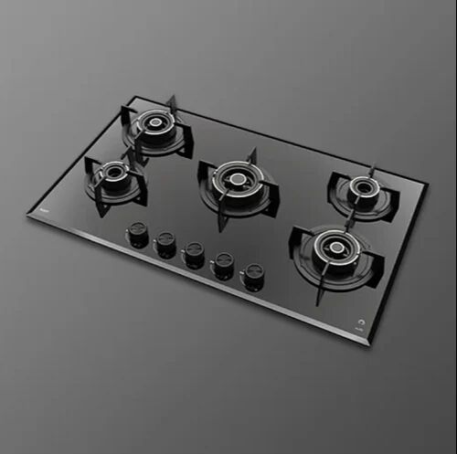 Black Glass Five Burner Gas Stove