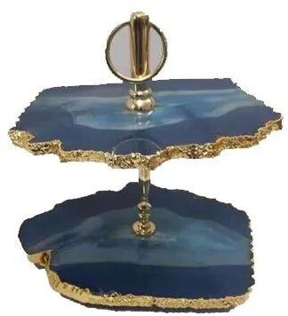 Marble Agate Cake Stand, Pattern : Plain